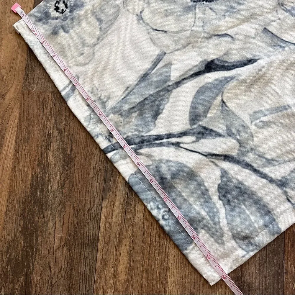Elegant Blue Gray Watercolor Floral White Table Runner 16